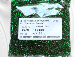 Зеленый матовый бисер цилиндрической формы