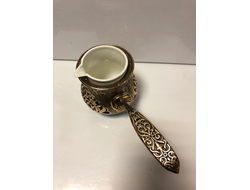 735-1/ Турка металлическая с фарфоровой вставкой, новая, Турция