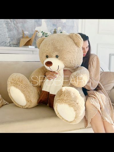 Большой плюшевый медведь 140 см кремовый Барни