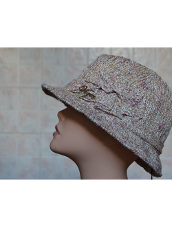 Шляпа вязаная летняя Федора  Vizio Италия 5023 оранжевая