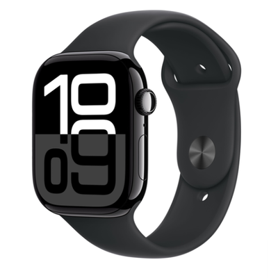 Apple Watch Series 10 46mm Black Aluminum Case with Black Sport Band