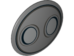 Minifigure, Shield Circular Convex Face with Silver Ovals Pattern, Dark Bluish Gray (75902pb25 / 6151878)