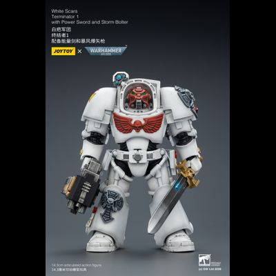Терминатор Белых Шрамов (Warhammer 40K) - КОЛЛЕКЦИОННАЯ ФИГУРКА 1/18 White Scars Terminator with Power Sword and Storm Bolter (JT03189) - JOYTOY