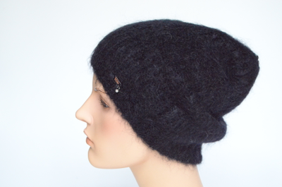 Черная мохеровая шапка женская Vizio Италия 9020 CYO