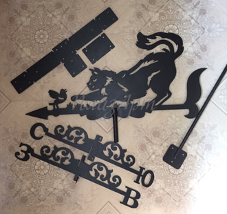 Флюгер на крышу "Кошка с птичкой"