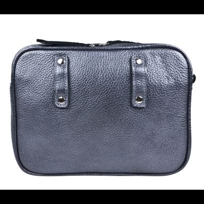Кожаная женская сумка Melotta shiny grey (арт. 8017-40)
