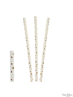 Трубочки для коктейля бумажные одноразовые "Звезды Золотые"