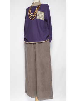 Брюки Бохо "ПАЛАЦЦО КРУПНЫЙ ВЕЛЬВЕТ" бежевые до р.56