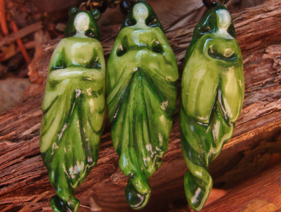 Комплект фарфоровых украшений "Нефритовый дух" (серьги и подвеска)