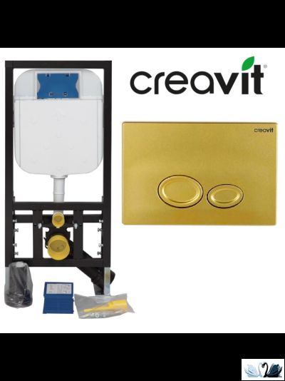 Инсталляция для унитаза Creavit GR5003.01 с кнопкой Drop GP2006.00 матовое золото