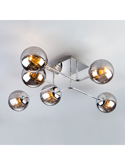 Люстра потолочная с круглыми стеклянными плафонами Evita 30140/6 хром Eurosvet