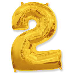 Воздушный шар фольгированный "Цифра 2. Золото"  (Испания) 102 см.