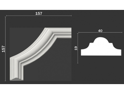 Угловой элемент DECOR-DIZAYN C1-DD002 к молдингу DD002, из дюрополимера, под покраску, 4шт