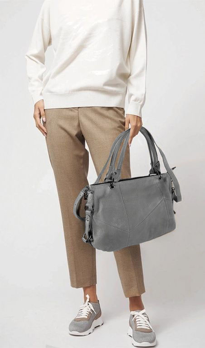 (АРТИКУЛ: 9653/42) СУМКА ЖЕНСКАЯ СРЕДНЕГО РАЗМЕРА, НАТУРАЛЬНАЯ КОЖА, СЕРАЯ, РЕМЕНЬ ЧЕРЕЗ ПЛЕЧО