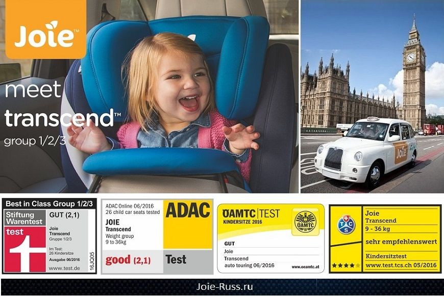 Joie Transcend Isofix получила высокие оценки краш-тестов авторитетного немецкого клуба Adac.