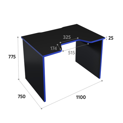 Стол геймерский С-241 черный шагрень/синий