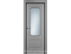 Серая дверь ДО Риан 2 эмаль, неоклассика со стеклом