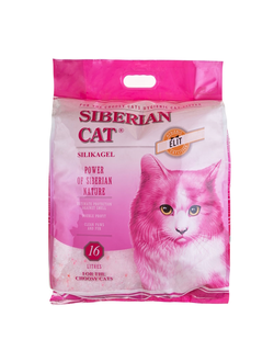 Сибирская кошка силикагелевый наполнитель Elit розовый 16 л