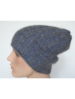 Серая шапка вязаная с голубым люрексом Vizio Италия 6906 CL