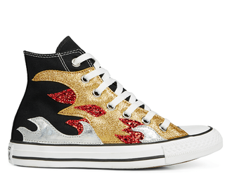 Кеды Converse All Star Glitter Flame High Top высокие черные