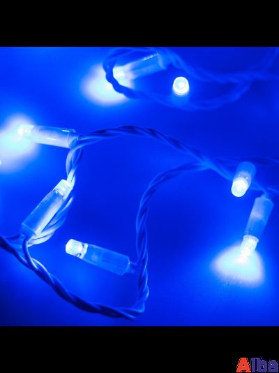 Гирлянда-нить 10 м, 220В, СИНИЙ, IP65, провод ПВХ, статика