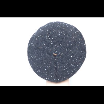 Черная вязаная кепка с пайетками и украшениями Италия Vizio 6978