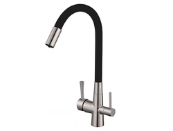 S-L1806L-01  Смеситель для кухонной мойки под фильтр питьевой воды, сатин + черный, SAVOL *