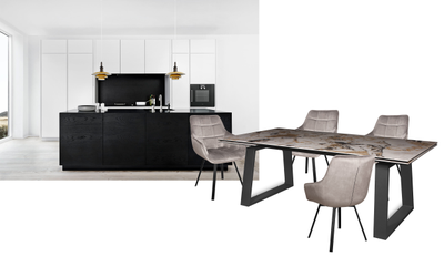 LEONARDO черный / керамика ЕLITE глянец 200(+50+50)x100