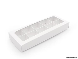 Коробка для конфет Белый 10 шт (24,5 х 10 х 3 см) Крышка - Дно