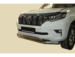 Защита переднего бампера двойная d76/75*42 овал для Toyota Land Cruiser Prado 150 (2017-...)