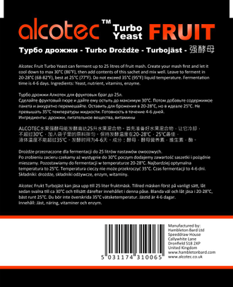 Дрожжи спиртовые "Alcotec" Fruit Turbo, 60 гр