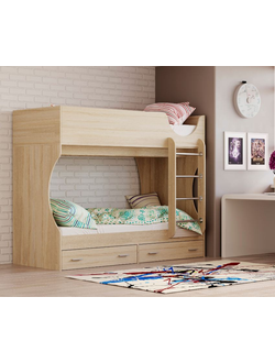 Кровать двухъярусная Д2 Дуб сонома (Олмеко)