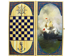 Нарды + Шашки "Тульские. Парусник" малые