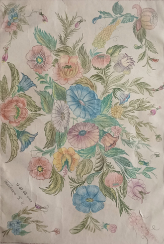 "Цветы" бумага воск. пастель Головаха П.И. 1946 год