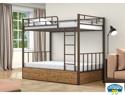 Двухъярусная кровать Валенсия 120 Коричневый ящики дуб крафт табак