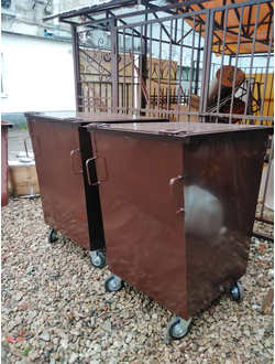 Контейнер для мусора металлический с крышкой на колесах (артикул-МК04)