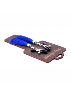 CH-8104 Зажимы на соски «прищепки» с кисточками из шелка (Синий) Crazy Handmade