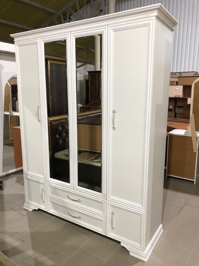 Шкаф Грация ШР-4 белый с зеркалами ( Браво мебель )