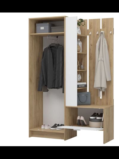 Ирис ПР-01 Прихожая (1350х2000х455) Дуб крафт золотой/Белый