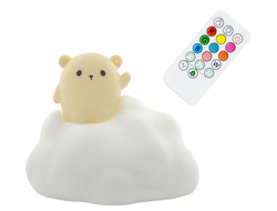 Ночник силиконовый МИШКА НА ОБЛАКЕ на аккумуляторе с  пультом