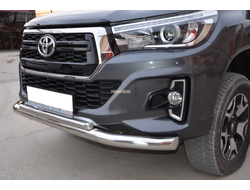 Защита переднего бампера двойная d76/42 для Toyota Hilux 2018-