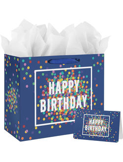 Пакет подарочный с тишью + открытка 33*12*26 см