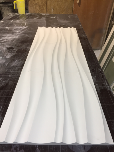 Гипсовая 3D панель "Волна двойная острая" (фото панелей с производства)