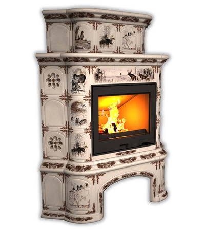 Изразцовый камин КимрПечь Прованс с дровником