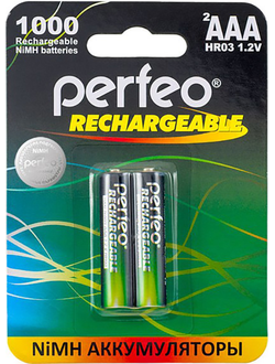 Батарейка аккумуляторная AAA никель-металлогидридная Perfeo AAA1000mAh/2BL 2 шт