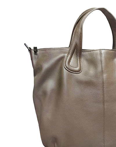 (АРТИКУЛ: 7084/72) СУМКА ЖЕНСКАЯ, БОЛЬШАЯ, НАТУРАЛЬНАЯ КОЖА, ТЕМНО-БЕЖЕВАЯ, С ШИРОКИМ ПЛЕЧЕВЫМ РЕМНЕМ