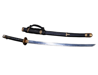 Японский длинный меч тати (черные ножны) - 1/6 Diecast Alloy Samurai ...