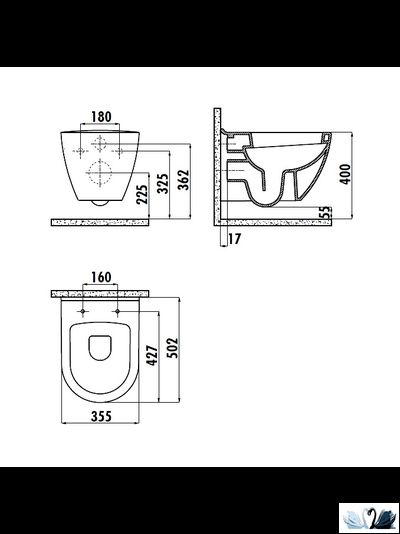Чаша унитаза CREAVIT Terra TP325-11SM00E-0000, черная, матовая