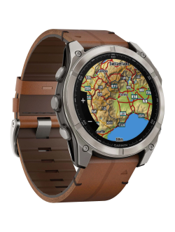 Часы Garmin Fenix 8 -51mm AMOLED Sapphire Bare Titanium / Black / Chestnut Leather Band