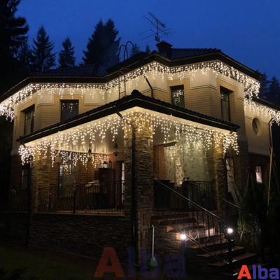 Бахрома 3*0.6 м БЕЛЫЙ ТЕПЛЫЙ, мерцание IP 65